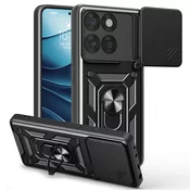 Oklepni ovitek MaX-Armor z obročem, kovinsko ploščico in zaščito zadnjih kamer za Motorola Edge 60/Edge 60 Fusion- army black