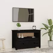 Vidaxl vidaXL TV omarica črna 79x35x52 cm masivni borov les