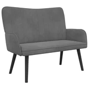 Vidaxl Kavč za 2 osebi Temno siva 115 x 61 x 87 cm Žamet