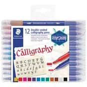Flomaster 12barvni obojestranski z 2 konicama za kaligrafijo Design Journey Staedtler 3005 TB12 blister