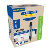 Marker za belo tablo, 2,3 mm, stožčasta konica, PILOT V-Board Master, bonus paket, moder + polnilo, 20 kosov