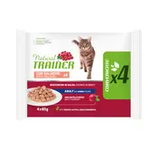 Natural Trainer Cat Multipack Adult, vrečka - losos - 4 x 85 g