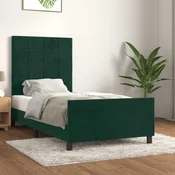 vidaXL Posteljni okvir brez vzmetnice temno zelen 100x200 cm žamet