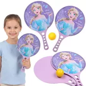 Disney DISNEY Ledeno kraljestvo Plastična lopatka za otroke, loparji za igranje na vrtu + gumijasta žoga