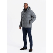 Ombre Mens lightweight jacket with mesh lining and hood - grey