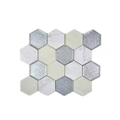 MOZAIK HEXAGON CRYSTAL/STONE MIX GREY/SILVER 26,5X30,5