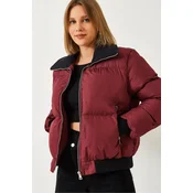 Bianco Lucci Womens Camisole Collar Detailed Puffer Jacket with Zipper Pockets 2640