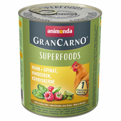 Animonda GranCarno Adult Superfoods 24 x 800 g - Puretina + blitva, šipak, laneno ulje