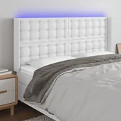 LED uzglavlje bijelo 147x16x118/128 cm od umjetne kože