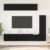 Set TV komoda Zidne 6 pcs Crni hrast Konstruirano drvo