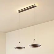 Lucande LED obesna svetilka Kolo, 86 cm, 2-svetilna, rjava, z možnostjo - Dnevna soba/jedilnica - Sodobni - kavno rjava, bela motna - Plastika