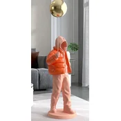 Casa Padrino luxury designer XXL decorative sculpture boy with balloon pink/orange/gold H. 68 cm - XXL resin decorative figure - Luxury designer decorative accessories - Luxury quality