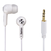 Slušalke HAMA Basic4Music/ žične/ silikonski vtič/ 3,5 mm jack/ občutljivost 96 dB/mW/ bele bar