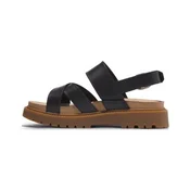 Timberland za ženske. TB0A61TRW021 Clairemont Way usnjeni sandali z naramnicami nazaj črni (36 W), Črna, Ravna stran, Zaponka, Pri