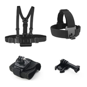 Športna kamera pribor Kit X-3-2, (chest strap, head strap, wrist strap, J-hook mount), Teracell, črna
