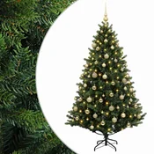 Vidaxl Umetna božična jelka z bučko 240 cm 300 LED Toplo bela