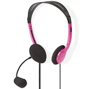 OEM Nedis, PC slušalke čez uho stereo dvojni 3.5mm Jack z zložljivim mikrofonom, Črna / roza, (5000228728)