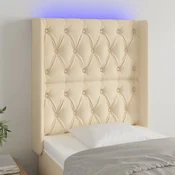 Vidaxl vidaXL Vzglavje postelje z LED diodami kremne barve 83x16x118/128 cm blago