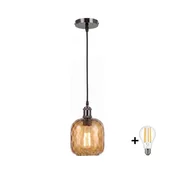 BRILAGI - LED luster na sajli RETRO GLASS 1xE27/60W/230V precnik 14 cm crna/zadimljeno smeda