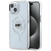 1 to 3 Ovitek Karl Lagerfeld Magnetni Za Iphone 15 Plus Kovinski Z Logo Glavo Karl