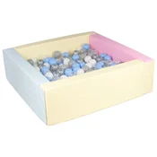 slomart Kvadratni bazen iz ekokože s 200 žogicami, 5 elementov (Barva bazena/žogic: roza, modra, rumena (pastel)/bela, prozorna, pudrasto modra/baby blue, siva, srebrna)