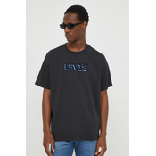Pamučna majica Levis za muškarce, boja: crna, s tiskom