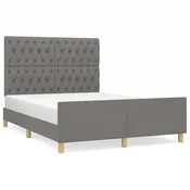 MAISON CHIC Posteljni okvir - Dvoposteljna postelja - Zakonska postelja brez vzmetnice temno siv 140x190 cm blago-J12906, (21766048)