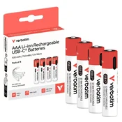 slomart Verbatim AAA USB-C baterije (4 kos) 500 mAh, s kablom USB-C