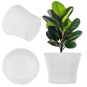 KADAX Cvetlični lonec s pokrovom, 13 cm, bele barve, plastičen