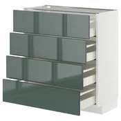 METOD / MAXIMERA Podni element 4 fronta/4 fioke, bela/Kallarp tamna sivozelena visokog sjaja, 80x37 cm