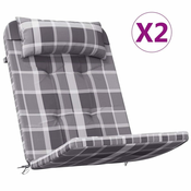 Jastuci za stolicu Adirondack 2 kom sivi karirani od tkanine