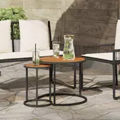 vidaXL Set kavno mizico 2 pcs Naravna in črna Masiven les akacije
