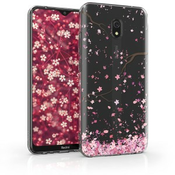 Prozirna futrola s dizajnom trešnjin cvijet za Xiaomi Redmi 8A - ružicasta