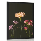 Slika elegantne rože na temnem ozadju - 60x90 silver