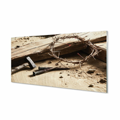 tulup.si Slika na akrilnem steklu Cross trnje kladivo 120x60 cm 4 obešalnika