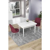 Hanah Home trpezarijski set Nil, sto i 2 stolice, bela ploca, bordo tkanina Babyface