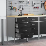 vidaXL vidaXL Delovni kabinet 2 kosa Črna in Siva Inženirski les in Jeklo, (22047421)