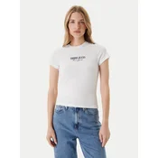 Tommy Jeans Majica Logo Pointelle DW0DW20899 Écru Slim Fit