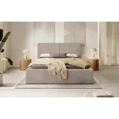 MID.YOU OBLAZINJENA POSTELJA 140 cm x 200 cm , les, tekstil, leseni material svetlo rjava