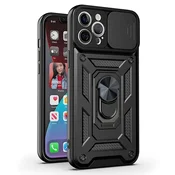 Onasi Silikonski ovitek Armor Ring z zaščito kamere za Samsung Galaxy S26 5G - črn