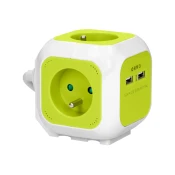 Podaljšek 4xE + 2xUSB 1,4m limeta