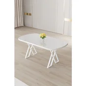 Hanah Home trpezarijski sto Flori, 168 × 90 cm, bela ploca, bele noge