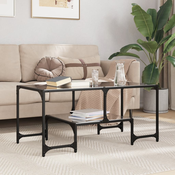 Stolic za kavu s crnom staklenom površinom 98,5x50x45 cm celik