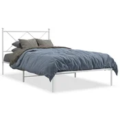 Vidaxl Kovinski posteljni okvir z vzglavjem bel 100x200 cm