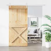 vidaXL Drsna vrata Naravna in bela 95 x 210 cm Masiven borov les