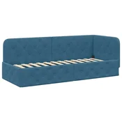 Vidaxl Kotna postelja z vzglavjem Modra 80 x 200 cm Žamet