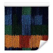 Tapeta Barvita pletenina mornarsko modra, črna in zlata 50x1000 cm
