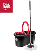 Dirt Devil Komplet za čiščenje tal/površin, 360° vrtljiva krpa, 16L vedro, ultra lahek, trpežen, enostavno čiščenje, črno-rdeč
