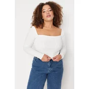 Trendyol Curve Ecru Ribbed Piping Detailed Knitted Blouse