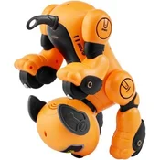 VEVOR Igrača robotski pes na daljinsko upravljanje, programabilen interaktivni hišni ljubljenček 23,5x14,5x24,5 cm oranžen